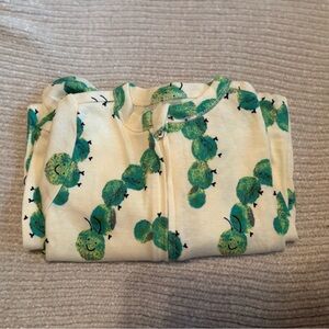 Old Navy Cream Pajamas with Green Caterpillar Print